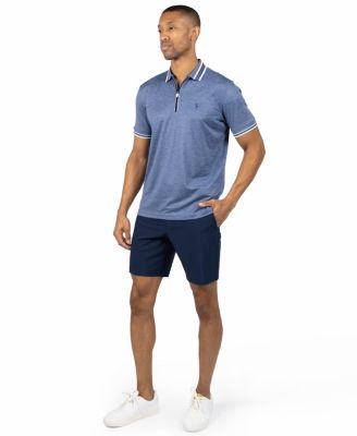 Men's Quarter Zip Mesh Performance Polo with Stripe Tipping