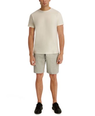 Men's Striped Waffle Drawstring Short with Leather Logo Patch