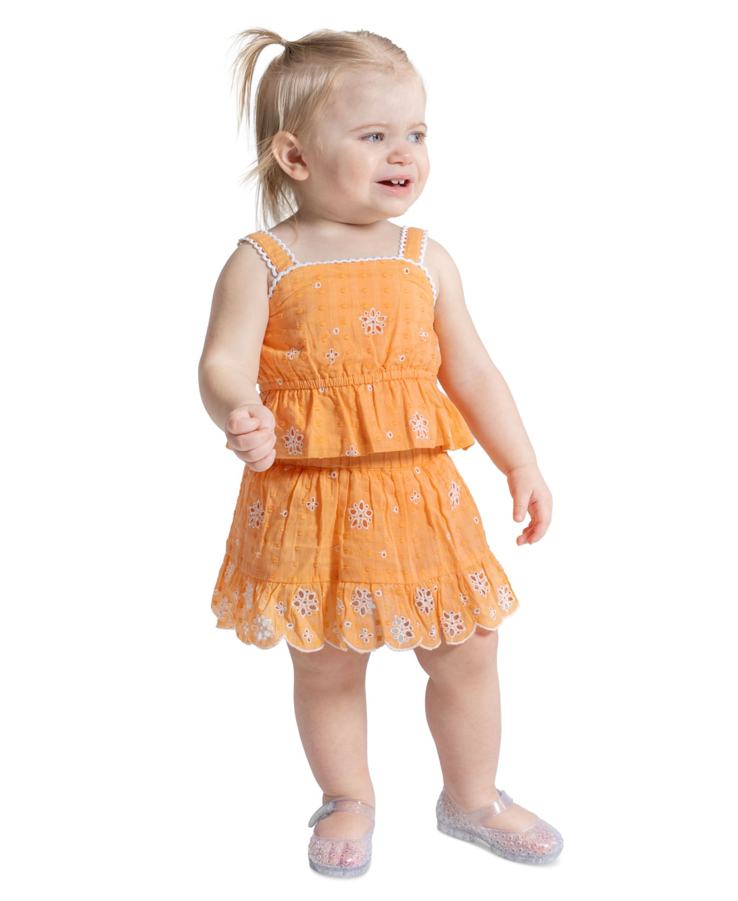 Baby Girls' Sleeveless Eyelet Tank Top and Skort, 2-Piece Set