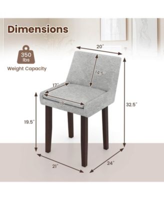 Modern Dining Chair Set of 2 w/ Mid Back and Cushioned Seat Solid Wood Legs