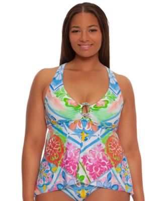 Plus Size Mijas Ring V-Neck Tankini Top