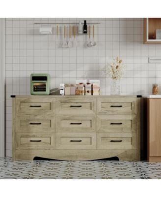 Drawer Dresser for Bedroom, Farmhouse Tall Wooden Chest of Drawers with Mid Century Modern Style