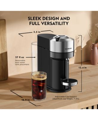 Vertuo Next Deluxe Coffee and Espresso Machine by De'Longhi, Chrome with Aeroccino Milk Frother