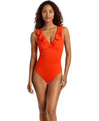 Ruffle Surplice Underwire One Piece Swimsuit