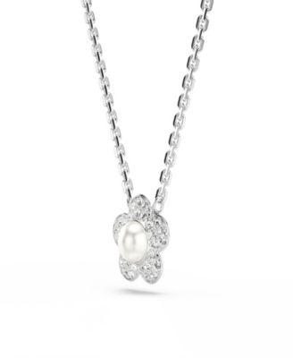 Ariana Grande x Rhodium Plated Mother of Pearl Flower Pendant Necklace