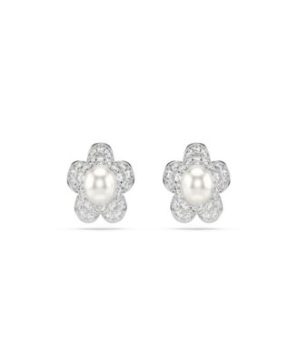 Ariana Grande x Rhodium Plated Mother of Pearl Flower Stud Earrings
