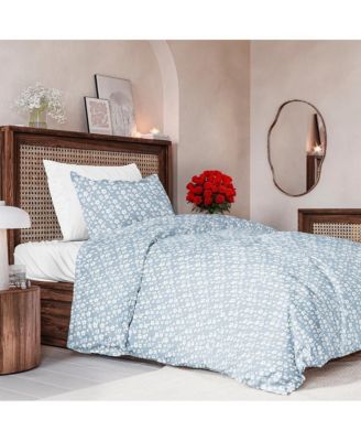 Duvet Floral Cover Set with Pillow Sham, Zipper Closure & Corner Ties