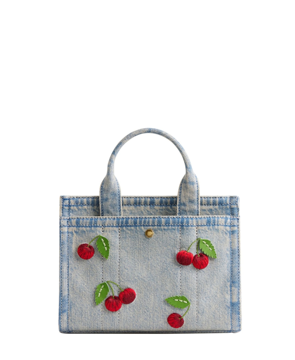 Coach Denim Cargo Cherry Embroidery Mini Tote Bag 20