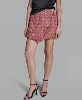 Women's Fringe Hem Tweed Short Skirt