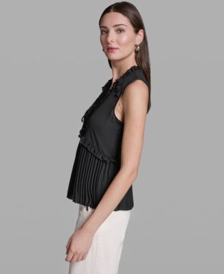 Women's Ruffles Pleated Hem Top