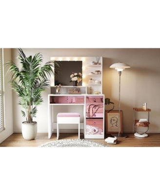 Stylish Coffee Table with 2 Drawers White Finish Modern Living Room Center Table with Storage