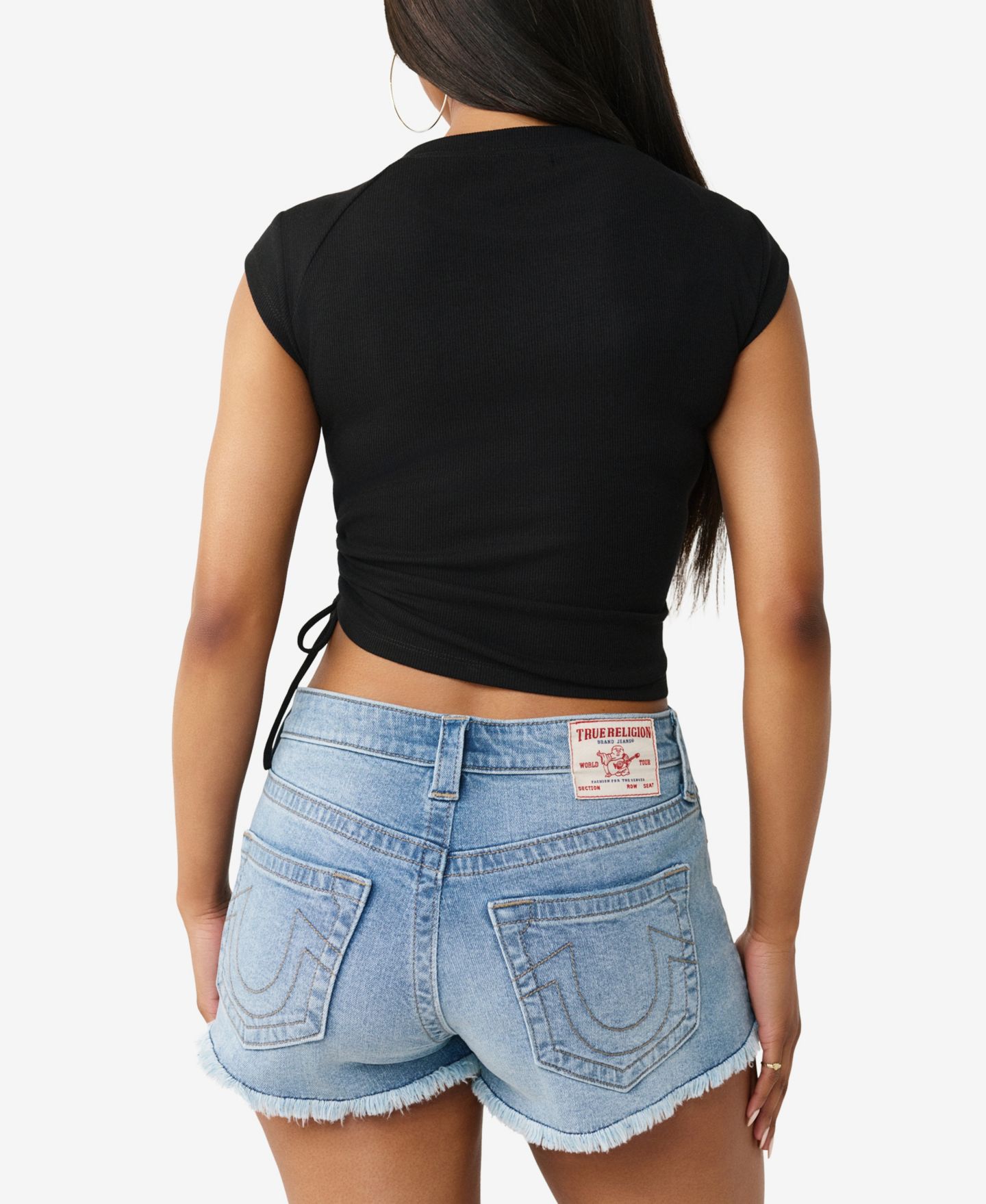 Женский топ True Religion Crystal Side Ruch Baby Top, цвет: Угольно-чёрный — фото 4