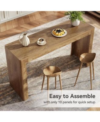 63" Long Bar Table, Counter Height Pub Dining Table for 4-6, Modern Home Bar Unit