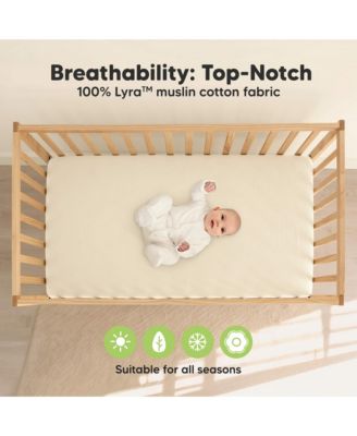 Lyra Muslin Crib Sheets for Boys, Girls, 2pk 52x28 Cotton Baby Crib Mattress Sheets Fitted, Soft, Breathable