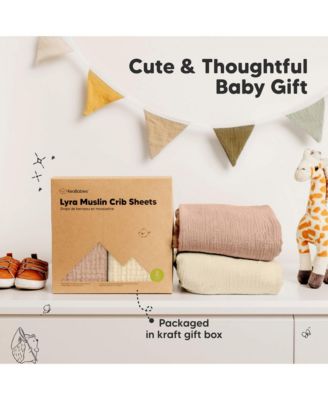 Lyra Muslin Crib Sheets for Boys, Girls, 2pk 52x28 Cotton Baby Crib Mattress Sheets Fitted, Soft, Breathable