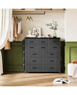 12 Drawer Dresser with Fabric Bins,Fabric Storage Tower,Closet Organizers and Storage for Bedroom,Hallway&Entryway,Wood Top Chest of Drawers