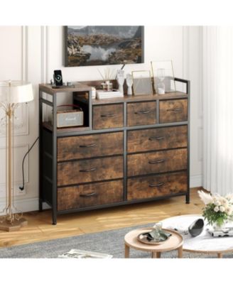gaomon 9-Drawer Fabric Dresser with Wood Top, Heavy-Duty Steel Frame Storage  Organizer Tower for Bedroom, Closet, Living Room, Hallway - Macy's
