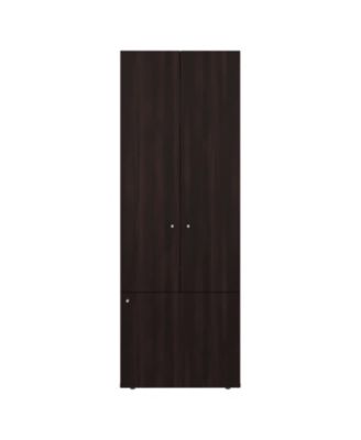 Armoire with 3 Doors 3 Shelves in Walnut and Black Wengue Finish Bedroom Storage Organizer