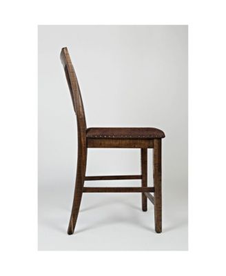 Industrial Nailhead Trim Upholstered Back Counter Stool (Set of 2)