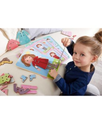 Dress Me Lacing Cards Game - Montessori Fine Motor Skills Toy for Preschool Learning Activities and Kindergarten Toys with 36 Wooden Pieces