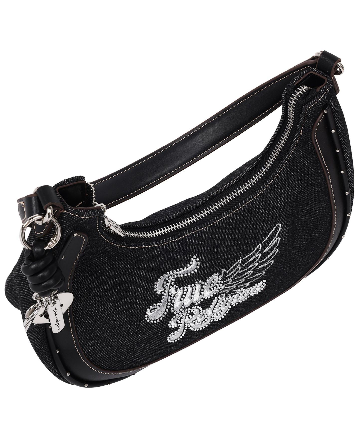 Женская сумка True Religion Wing Motif Hobo Bag with Trim, цвет: Чёрный — фото 4