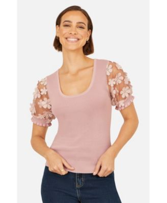 Women's Floral Applique Knitted Top