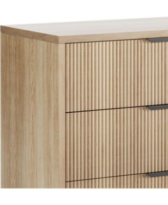 Fluted Dresser with 3 Drawers, 29.9'' Tall Closet Dresser Organizer with Anti-Tipping Device