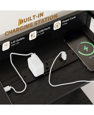 Rustic Dresser for Bedroom with Charging Station, App-Controlled RGB LED, Tall Dresser Storage Organizer with 11 Fabric Drawers