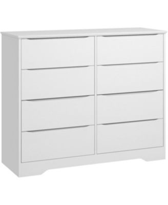 Wooden Dresser with 8 Drawers, Tall Modern Closet with Deep Storage, Large Chest of Drawers with Wide Top, Long Storage Dresser for Bedroom