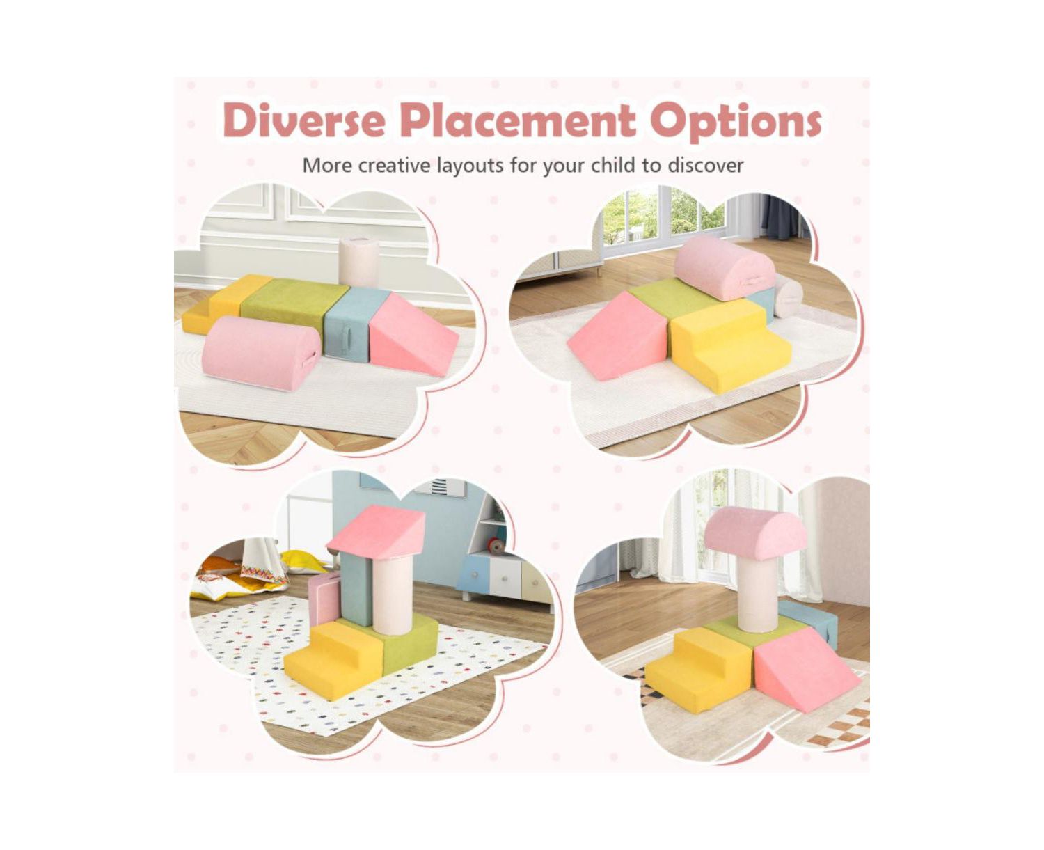 6 Pieces Baby Climbing Blocks with 30D High-Density Foam and Carrying Handles