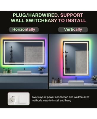 LED Bathroom Mirror 60" x 36", Front & Backlit Vanity Mirror with Dimmable Lights, Anti Fog & 3 Color Temperature