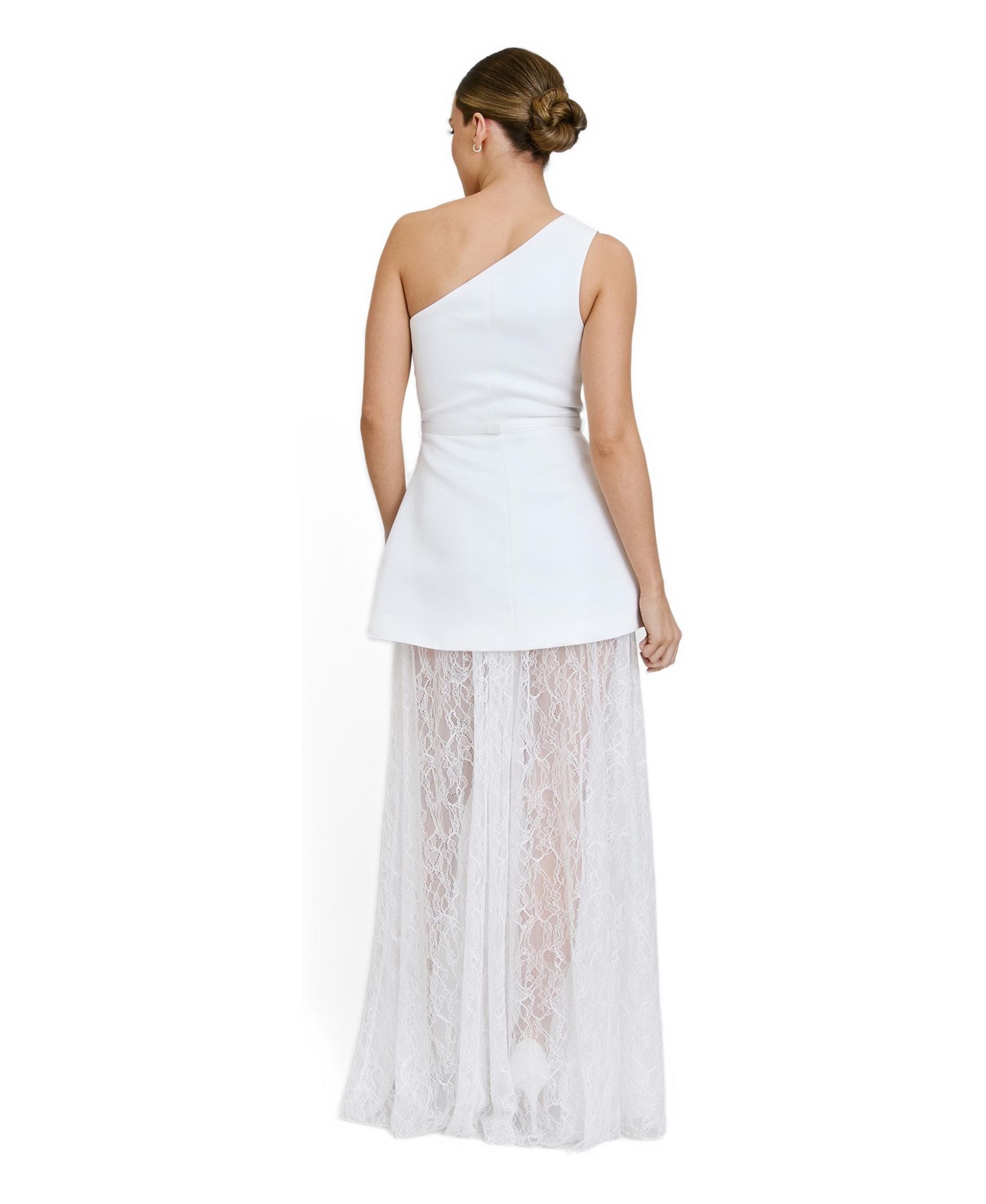 Women's One Shoulder Satin Lace Skirt Dress