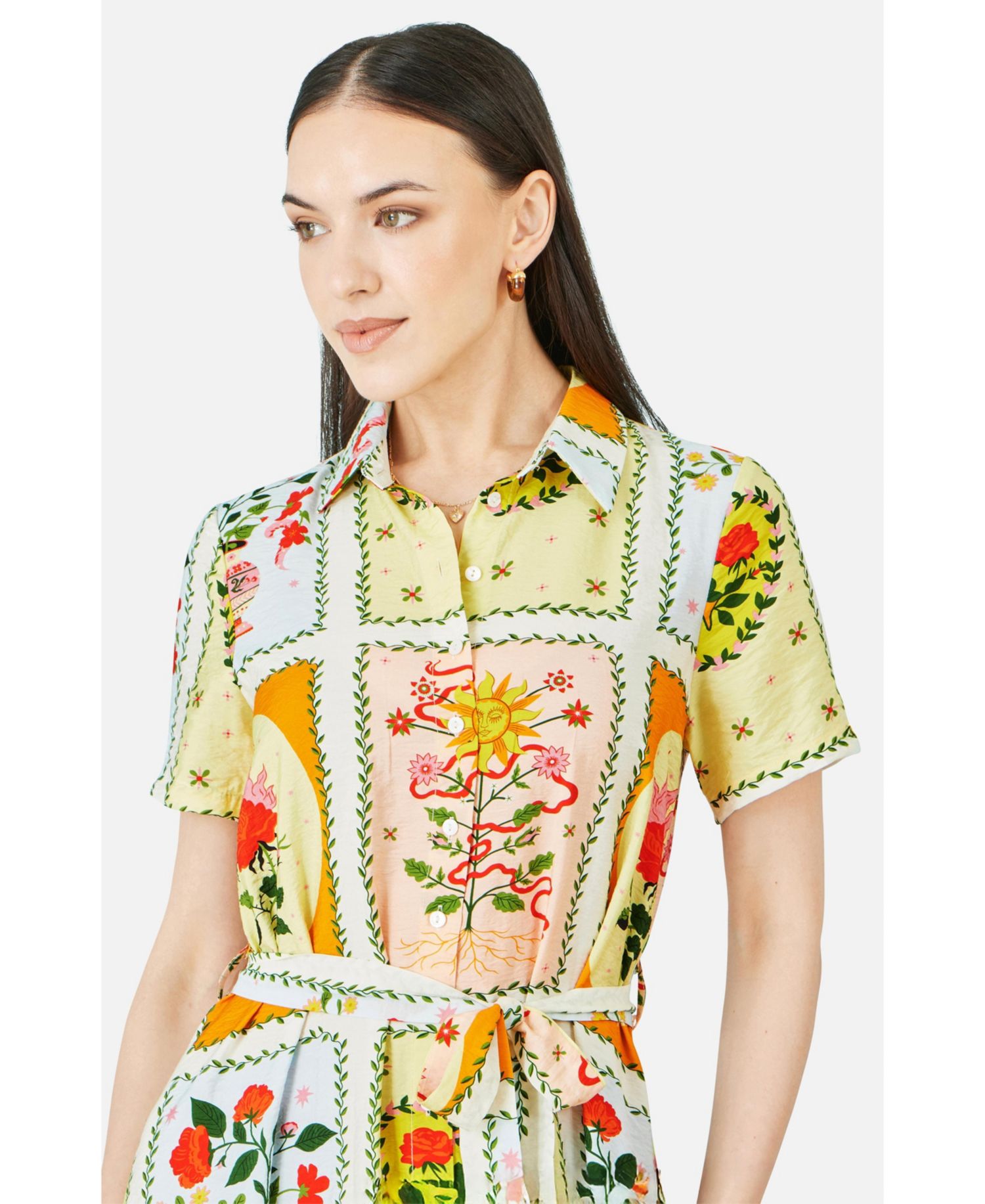 Women's Sun Patchwork Print Shirt Dress