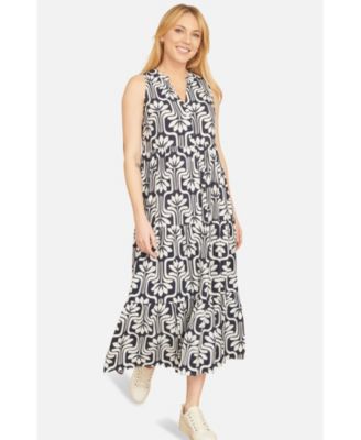 Women's Retro Print Relaxed Midi Dress