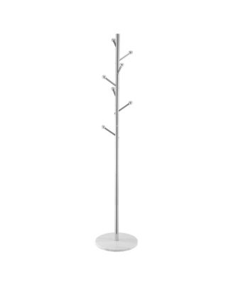 Coat Rack - Freestanding Hall Tree with Stable Marble Base and 8 Hooks, Modern Clothes Hanger for Coats, Hats, Bags
