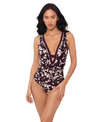 Women's V-Neck Pull-On One-Piece Swimsuit