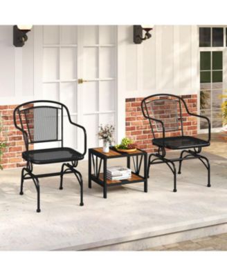 Set of 2 Outdoor Rocking Chairs with Mesh Seat