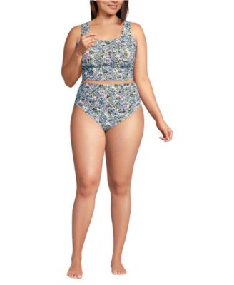 Plus Size Tugless Midkini Top and High Waisted Bottom Swimsuit Set