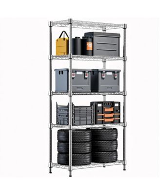 5-Tier Utility Shelving Unit, Heavy Duty Metal Wire Organizer Rack, 1250 lbs Capacity for Basement, Warehouse, Chrome
