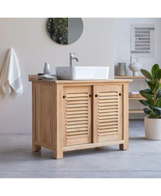 Solid Teak Wood Vanity Cabinet Wash-stand Modern Design Bathroom Furniture