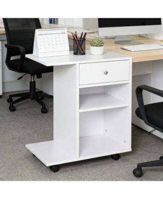 Rolling File Cabinet Cart with Wheels, Mobile Printer Stand with Drawer and Adjustable Shelf for Home Office