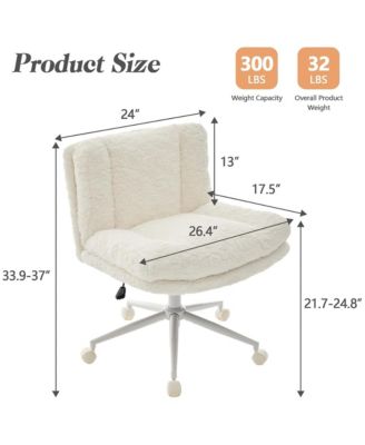 Faux Fur Criss Cross Office Chair - Adjustable Swivel Desk Chair with Extra-Deep Seat and 2-Layer Cushions for Study Room