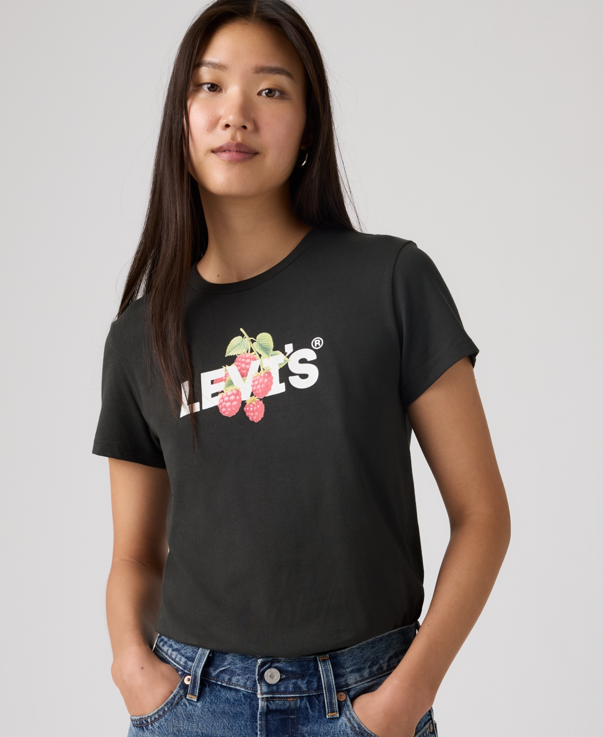 Levi's Women's Perfect Graphic Logo Cotton T-shirt In Black