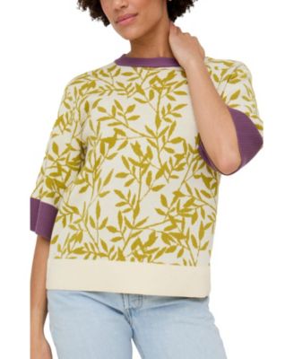 Women's Daffodil Slouchy Leaf Print Knitted T-shirt
