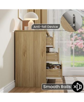 Wooden Dresser with 6 Drawers, Tall Modern Closet with Deep Storage, Large Chest of Drawers with Wide Top, Long Storage Dresser for Bedroom