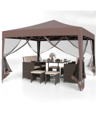 10x10 ft Pop-Up Canopy Tent with Mesh Netting, Instant Setup