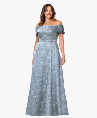  Plus Size Off-The-Shoulder A-Line Gown