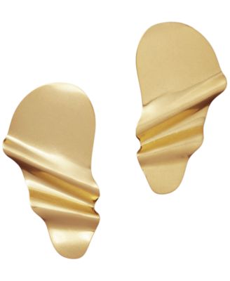 New York Gold-Tone Molten C Hoop Earrings