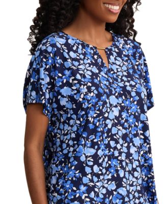 Women's Extend Shoulder Placket Round Neck Top