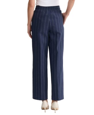 Women's Mid-Rise Linen-Blend Straight Pants